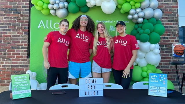 ALLO Student athletes together at the Scoops and Hoops event sponsored by ALLO Fiber.